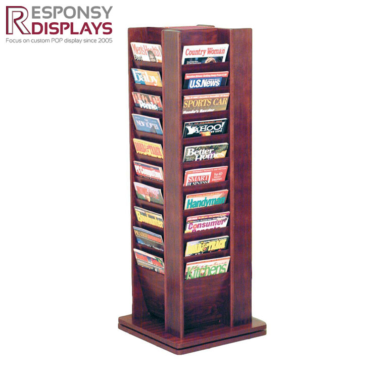 High Quality Floor Wooden Book Magazine POP Display Stand