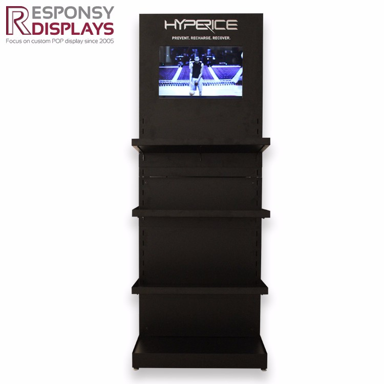 Customized Metal Floor Electronic Sport Products HDTV Video Display Stand With LCD