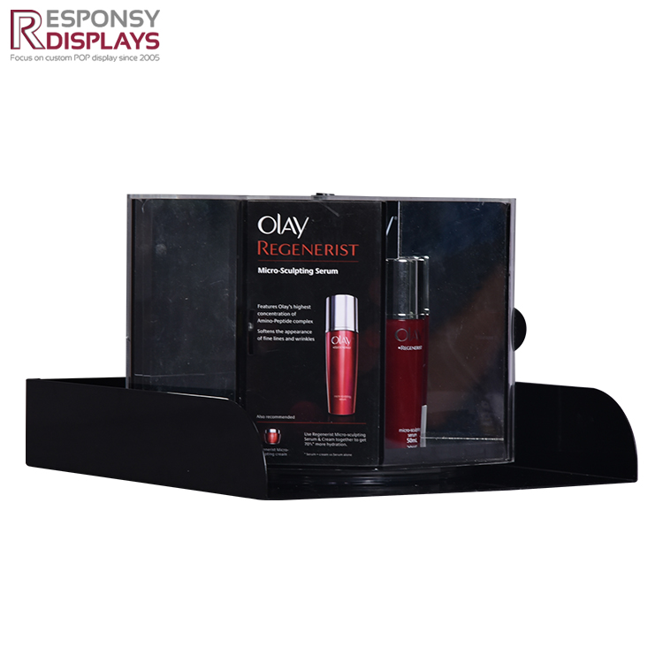 Rotating Countertop Acrylic Olay Skincare Products Display Stand For Shopping Mall