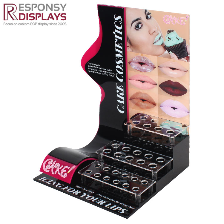 New Sale PMMA Lip Counter Makeup Small Rack Cosmetic Display Unit