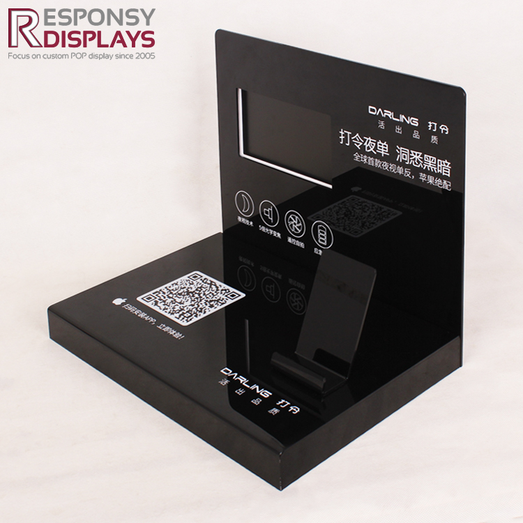 Customized Acrylic Counter Digital Camera Display Shelf With LCD Screen