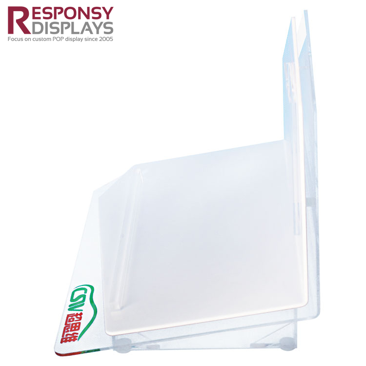 White and Clear Acrylic Table Battery Display Holder