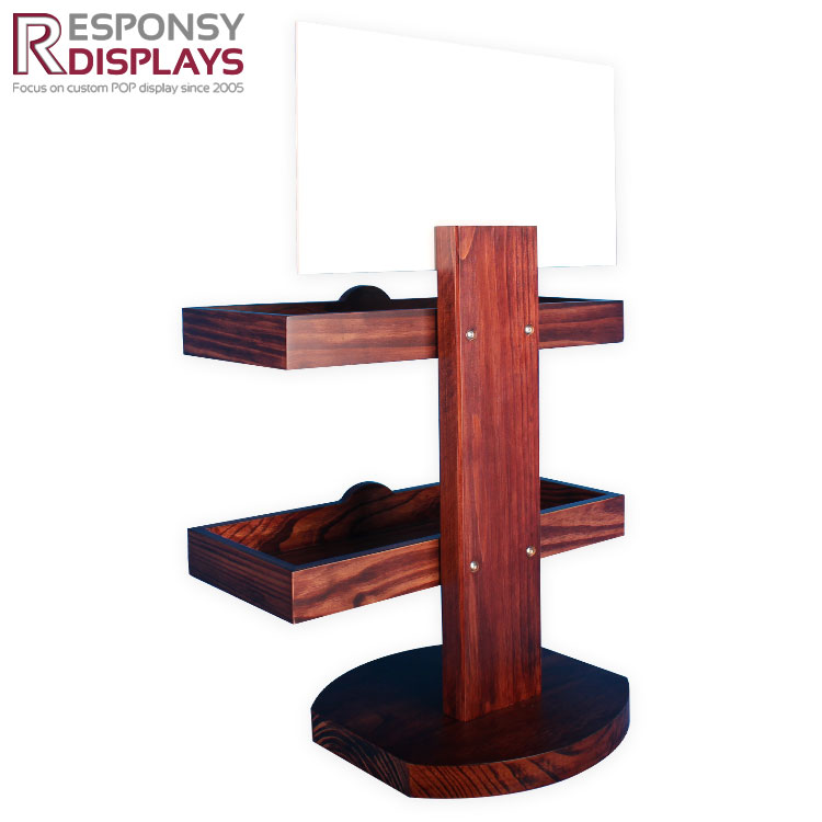 Counter custom pine wood color paint men's razor display rack